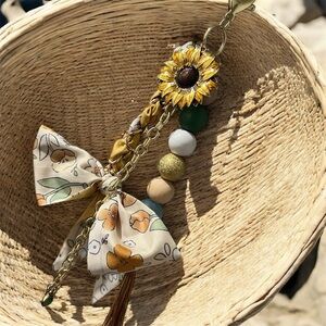 Floral Bow and Sunflower Purse Charms